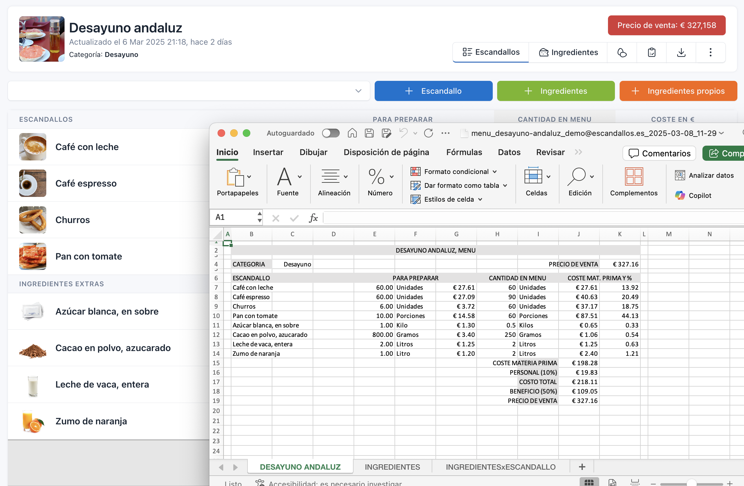 Tus menús en Excel