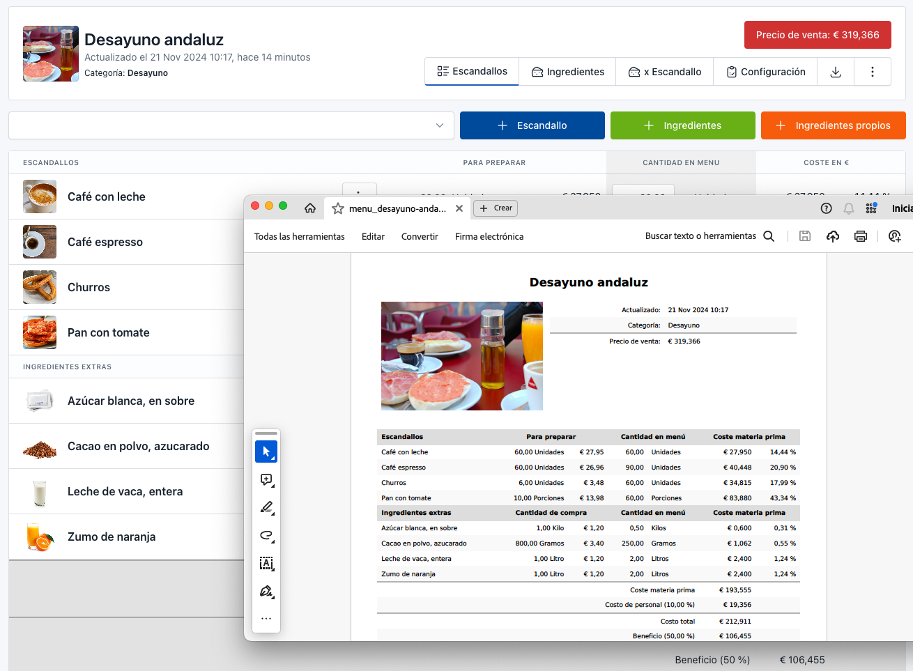 Tus menús en PDF